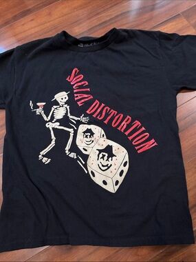 Social Distortion vintage Black Graphic Tee with Skeleton & Dice
